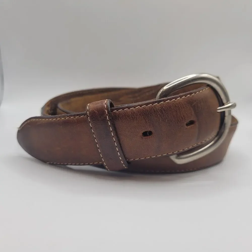 Silver Creek Classics Belt Mens 32‎ Brown Leather Work Casual Stitched Buckle